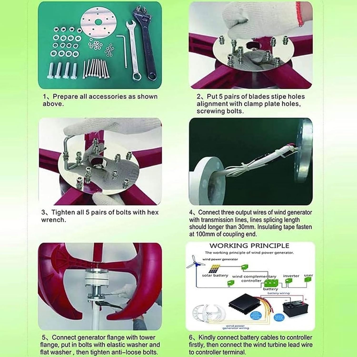 5 Blades 800W 12V/24V Wind Turbine with MPPT Controller, Lantern Vertical Axis Wind Turbine Generator Kit Three-Phase Permanent Magnet Alternator (24.0, Volts)