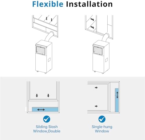 8000 BTU Portable Air Conditioner, 3 In 1 AC Unit Cooling Up to 350 Sq.Ft, Small Air Cooler, Dehumidifier and Fan, Indoor Air Conditioner with Remote, Led Display, Mount Kit, White