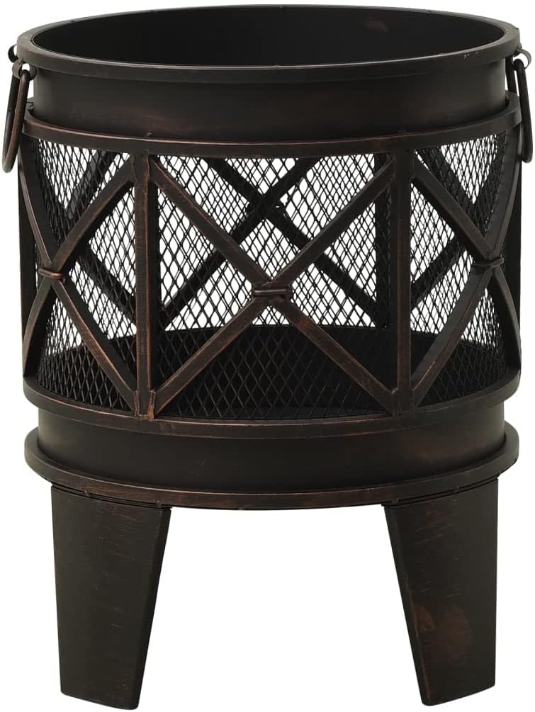 SKM Rustic Fire Pit with Poker Φ42x54 cm Steel