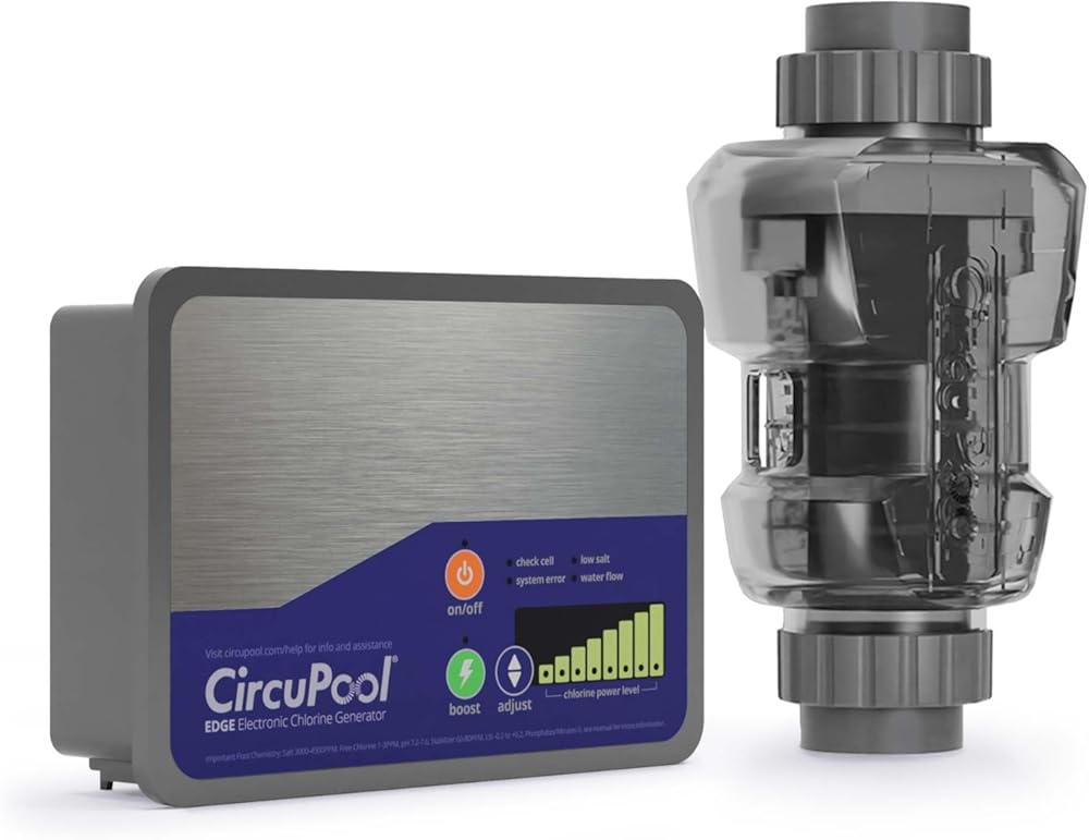 CircuPool EDGE40 Salt Chlorine Generator | USA-Made | 7 Year Manufacturer Warranty | No DIY Install Penalty | 1.7 lb CL Output | Electronic Salt Chlorinator System for Pools up to 40,000 Gallons