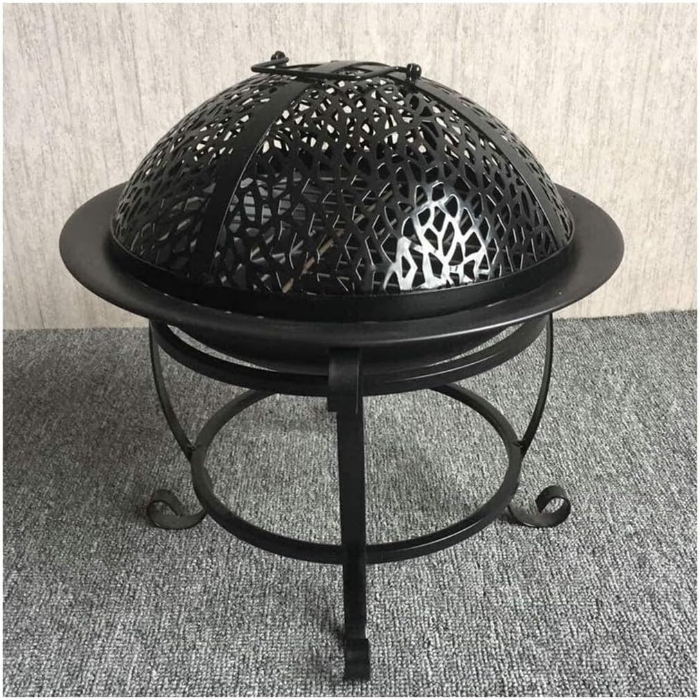 Fire Pits Outdoor Wood Burning Fire Pits 32Cm Diamete Fire Pit - Outdoor Fire Large Bonfire Wood Burning Patio Coal Grill Firepit for Outside Grill Charcoal with Cover BBQ Cooking for Outside Camping