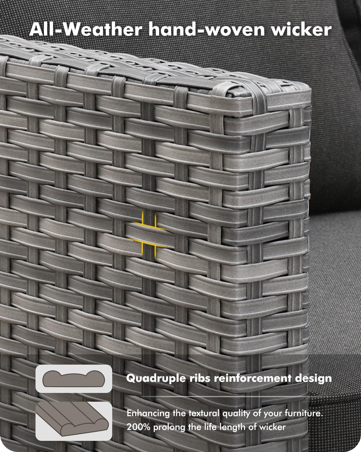 7-Piece Outdoor Wicker Patio Set with 7 Seats, Including 43