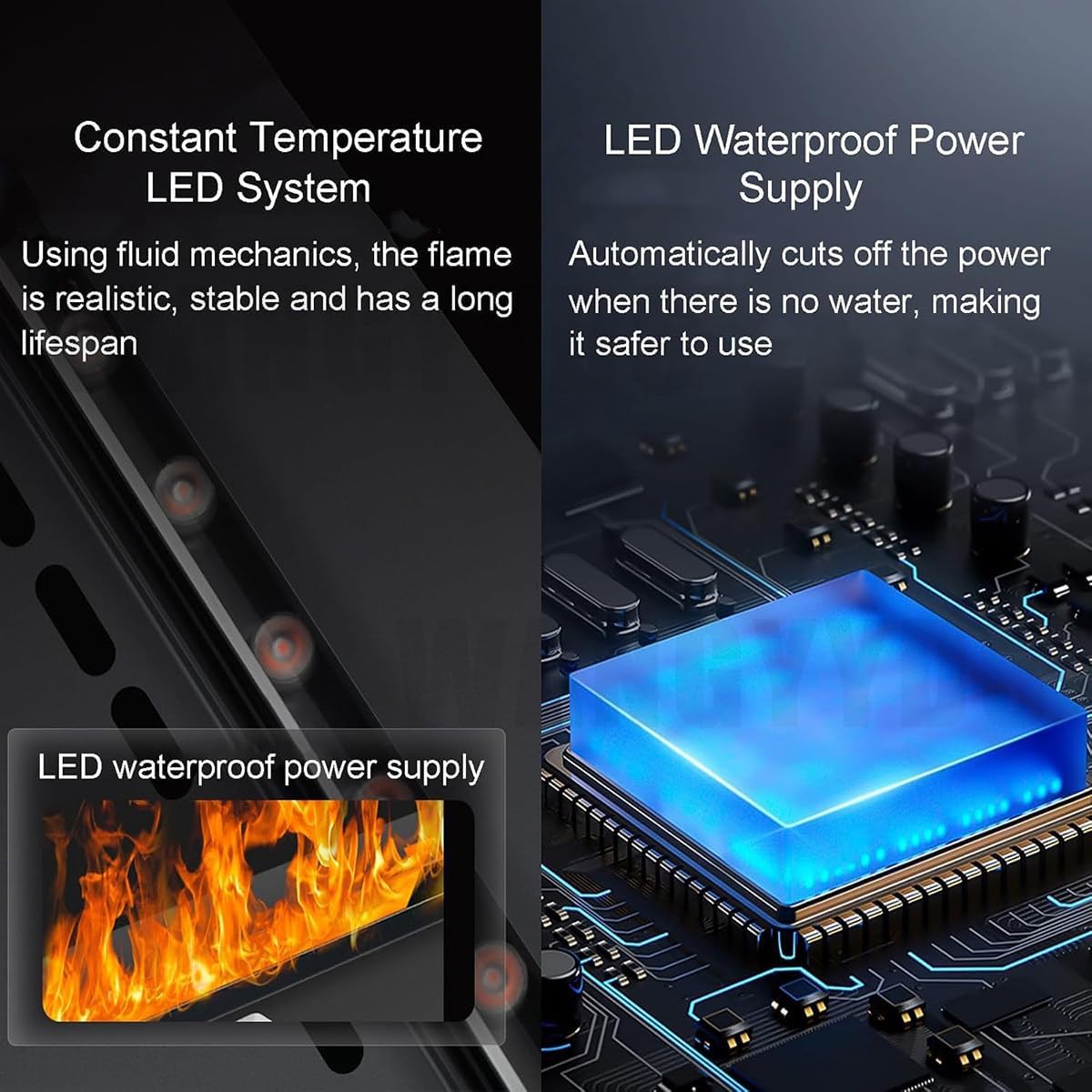 Electric Fireplaces, 70cm-150cm/27.6-59.1 Inches Fireplace for Bedroom, Ultra Thin Electric Fireplace, Chiminea Electrica Para Sala 3D Simulated Touchable Steam Flame with 7 Flame Colors,150cm/59.1in