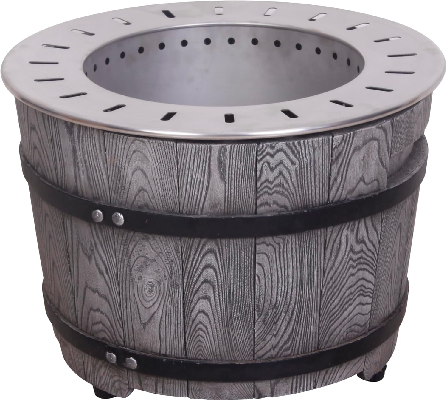 20.5 Inch x 15 Inch Round Stainless Steel Smokeless Firepit with Wood Pellet/Twig/Wood As The Fuel, Wood Look, Antique Black