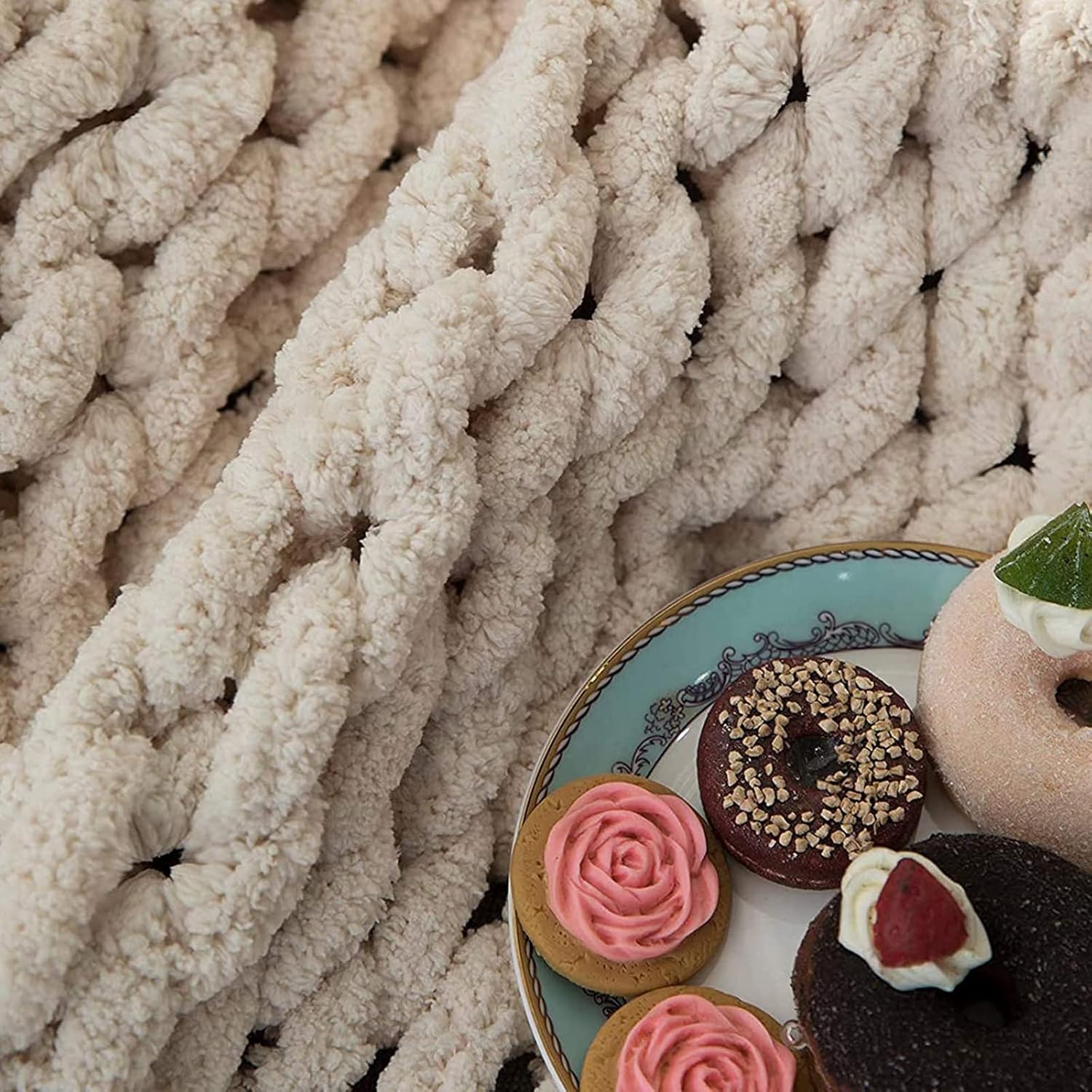 Soft Chunky Knit Blanket, Handmade Knit Blanket, Chenille Handwoven Throw Cozy Warm Blanket, Home Decor, As Sofa Blankets, Baby Air Conditioner Blanket, Photography Blanket,Bedding,Carpets