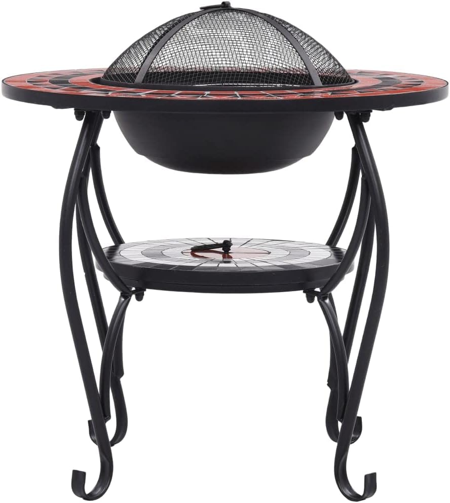 CHARMMA Mosaic Fire Pit Table Terracotta and White 26.8
