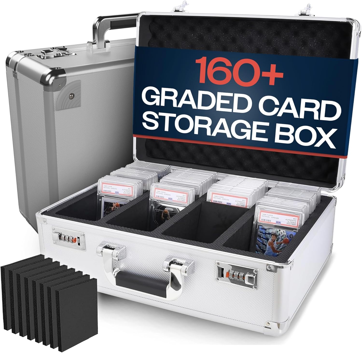 VALUN SLABPRO 160+ 4 ROW Graded Card Storage Box; Durable Sports, PSA Card Storage Box - Organizer Slab for Your Collection - For Baseball, Football, TCG, MTG Cards - Top Loader Design