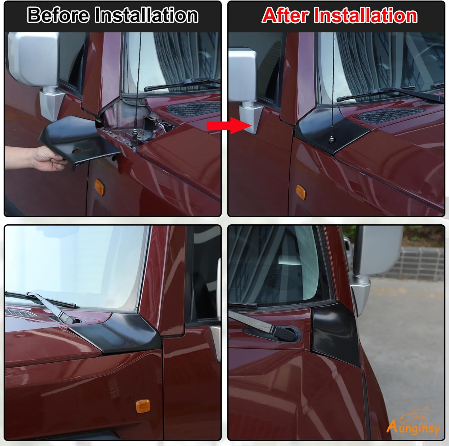 Aunginsy Hood Side Body Armor Outer Cowling Cover Trim Compatible with Toyota FJ Cruiser 2007-2024 Car Hood Left Right Side Body Armor Corner Guard Engine Side Corner Guard Replacement Kit Accessories