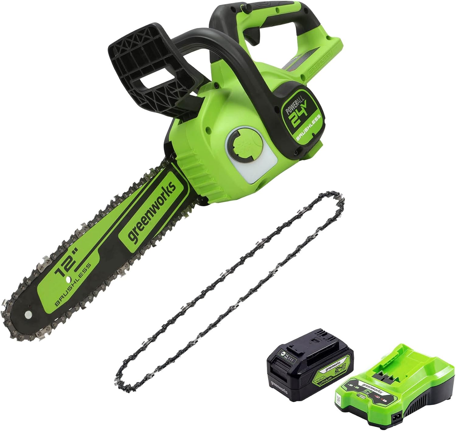 Greenworks 24V 12 in. Brushless Chainsaw with 12-INCH REPLACEMENT CHAINSAW CHAIN