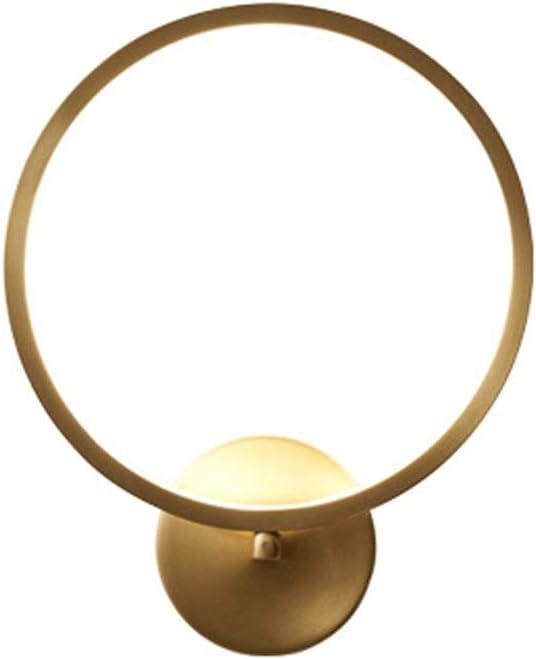 18W LED Wall Sconce Copper Wall Lamp Modern Wall Light, Bedroom Bedside Wall Mounted Lamps Copper Ring Wall Lights for Living Room Hallway, 3 Colors Temp Lighting Fixture