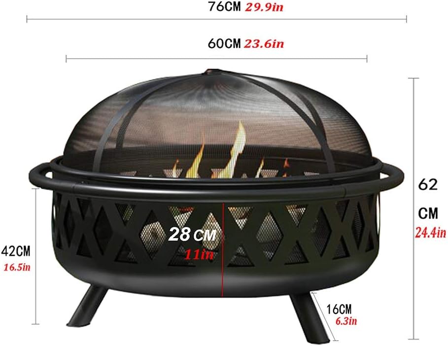 Outdoor Fire Pit Fire Pits Outdoor Wood Burning, Wrought Iron Firepit for Outside, for Backyard Terrace Patio