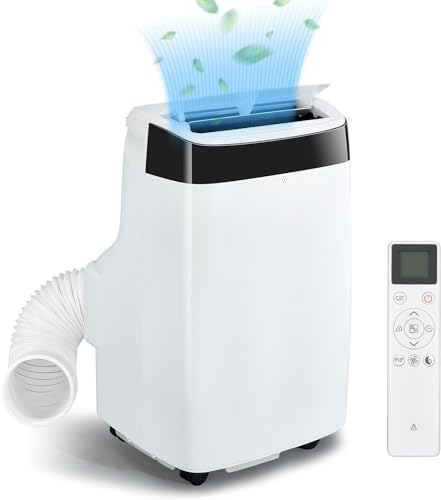 Portable Air Conditioner,10000Btu Portable AC Unit with 3 in-1 Function Cool & Fan& Dry,Room Air Conditioner with Remote Control,Cool Up to 450 Sq.ft, Sleep Mode&24Hrs Timer for Home or Office(White)