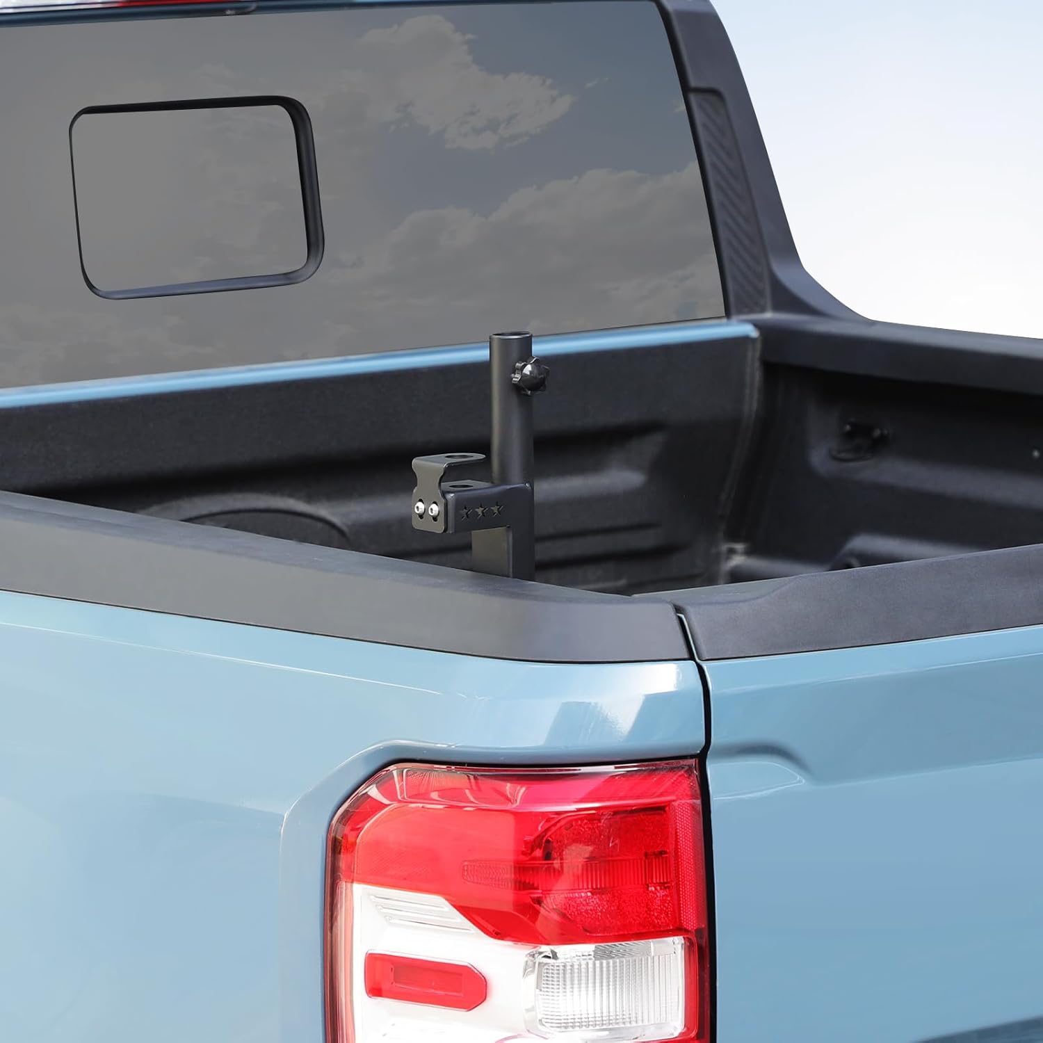 Aunginsy Tailgate Antenna Flag Pole Mount Bracket Compatible with Ford Maverick 2022-2025 Tailgate Left Side Antenna Flagpole Mount Rear Trunk Door Detachable Holder Metal Base Exterior Accessories