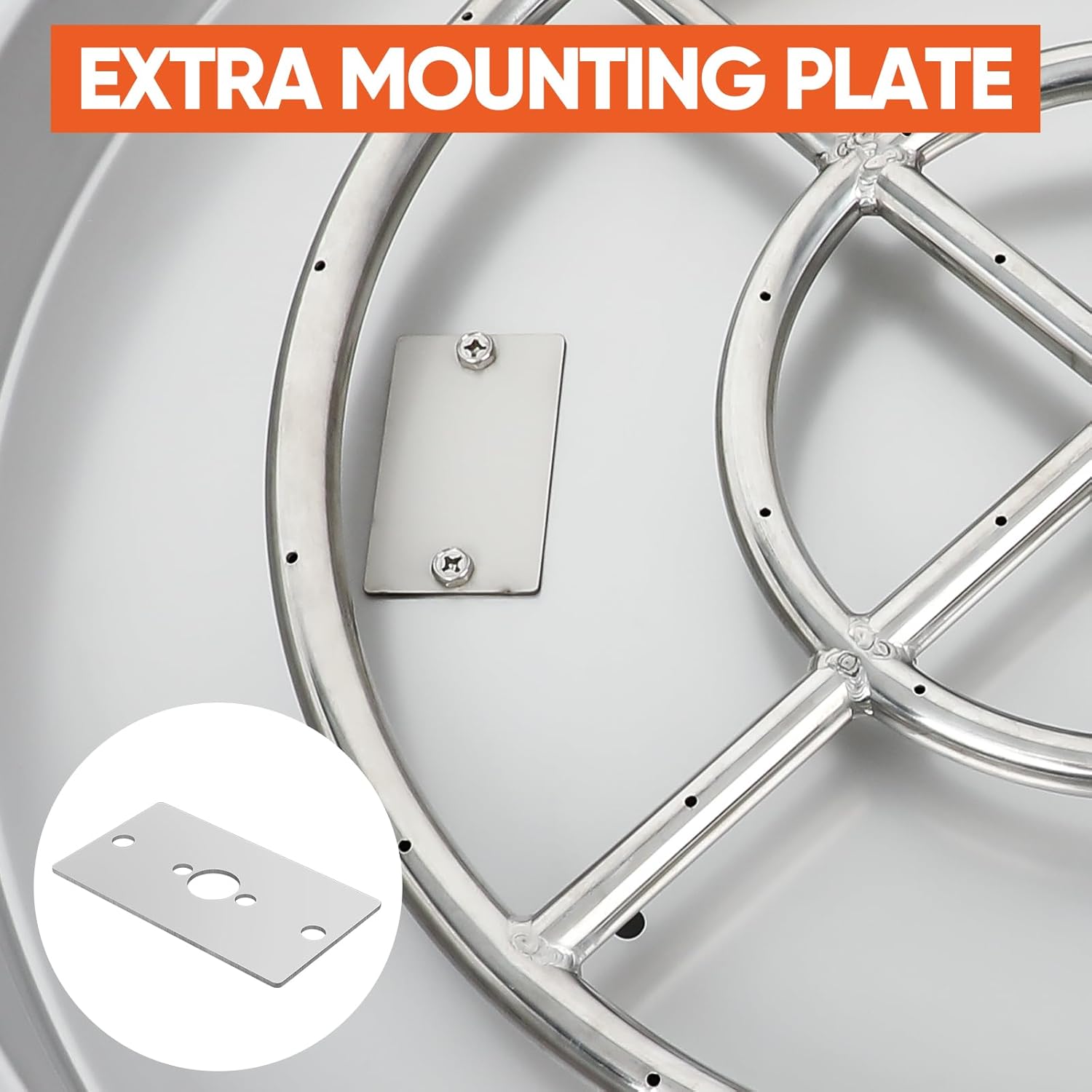 Dollate Drop-in Fire Pit Kit 25 Inch, Round Fire Pit Insert H Burner with Spark Ignition and Propane Hose Kit, Fire Pit Pan for Indoor or Outdoor Decorative Fireplace