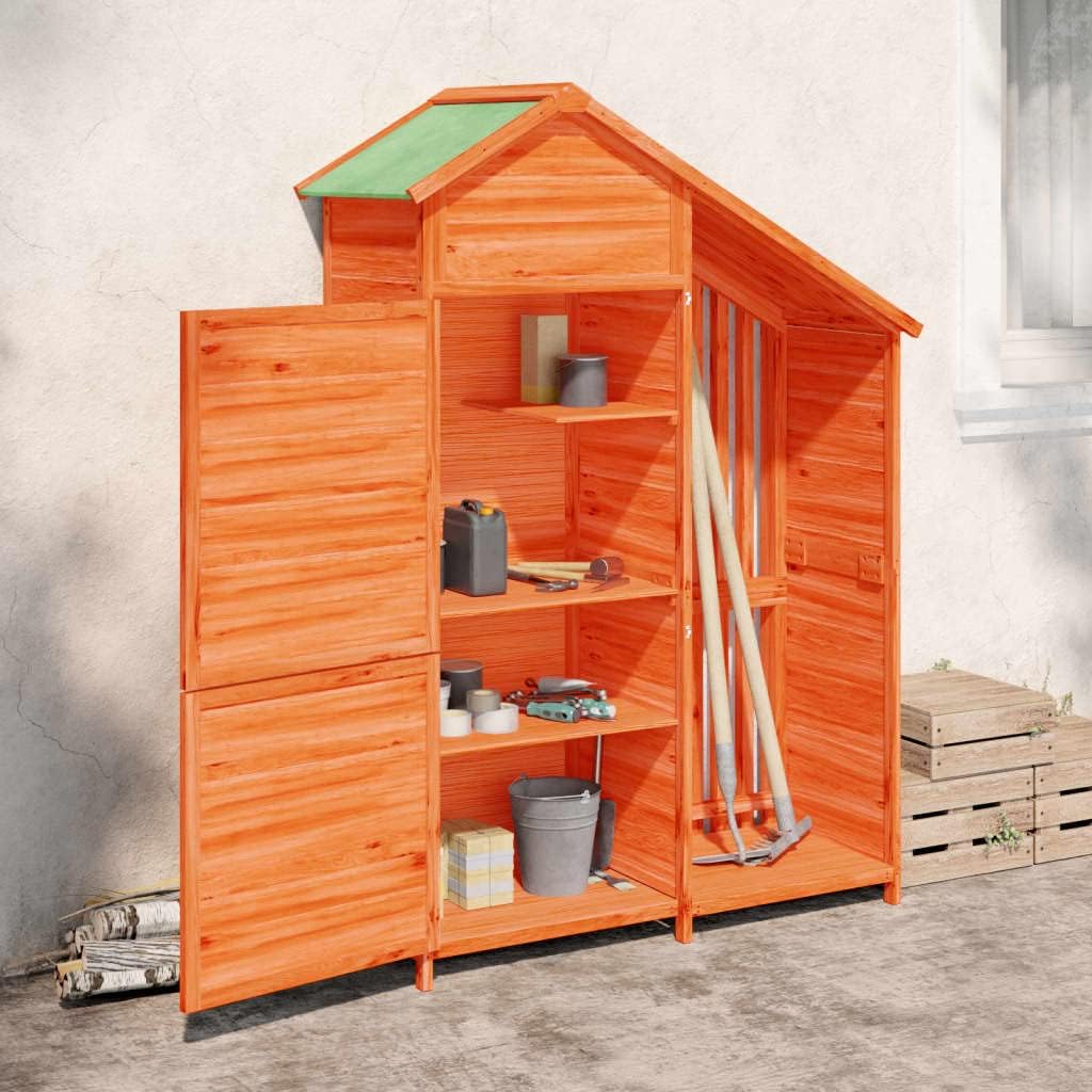 Solid Pine Wood Garden Tool Shed Outdoor Storage with Rainproof Roof 47.2