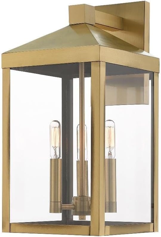 Livex Lighting 20584-01 Nyack Antique Brass 3 Light Outdoor Wall Lantern