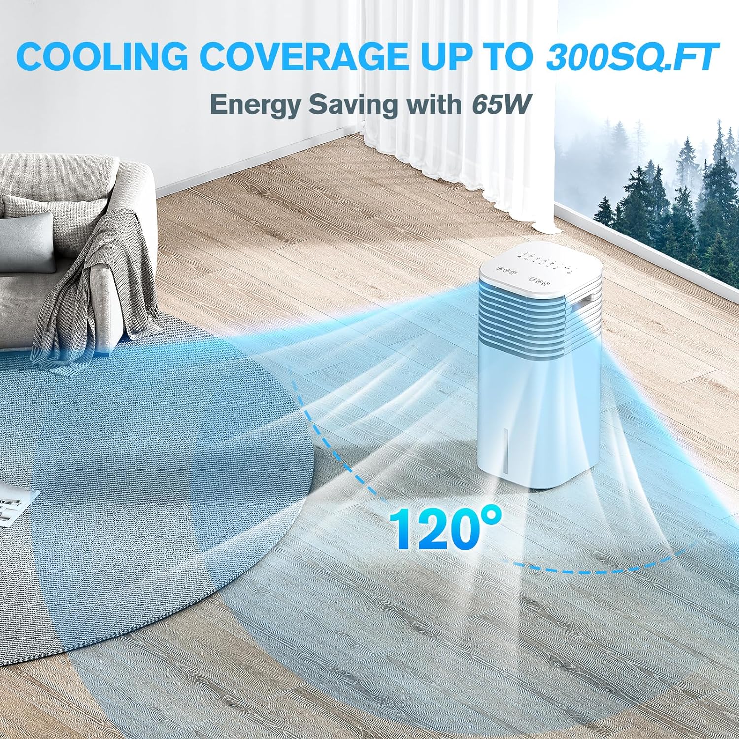 Windowless Portable Air Conditioner, 15H Timer & 120°Oscillation, 3-IN-1 Portable AC Unit with Remote, 2-Gal Tank, 3 Modes & 3 Speeds, Ultra-Quiet 24