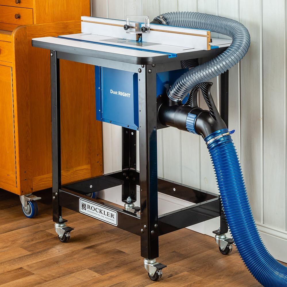 Router Table Dust Bucket w/Dual Port - Dust Collector Woodworking Bucket Mounted on Side or Back - Router Table Accessories Compatible w/Full-Size Router Tables, & More - Dust Collection Bucket