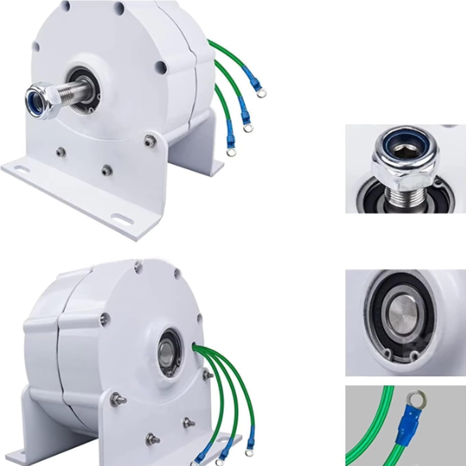 White 16000W Gearless Permanent Magnet Generator, Windmill Generator Low Speed AC Alternator 12V 24V 48V 220V for Wind/Water Turbine (with Base)