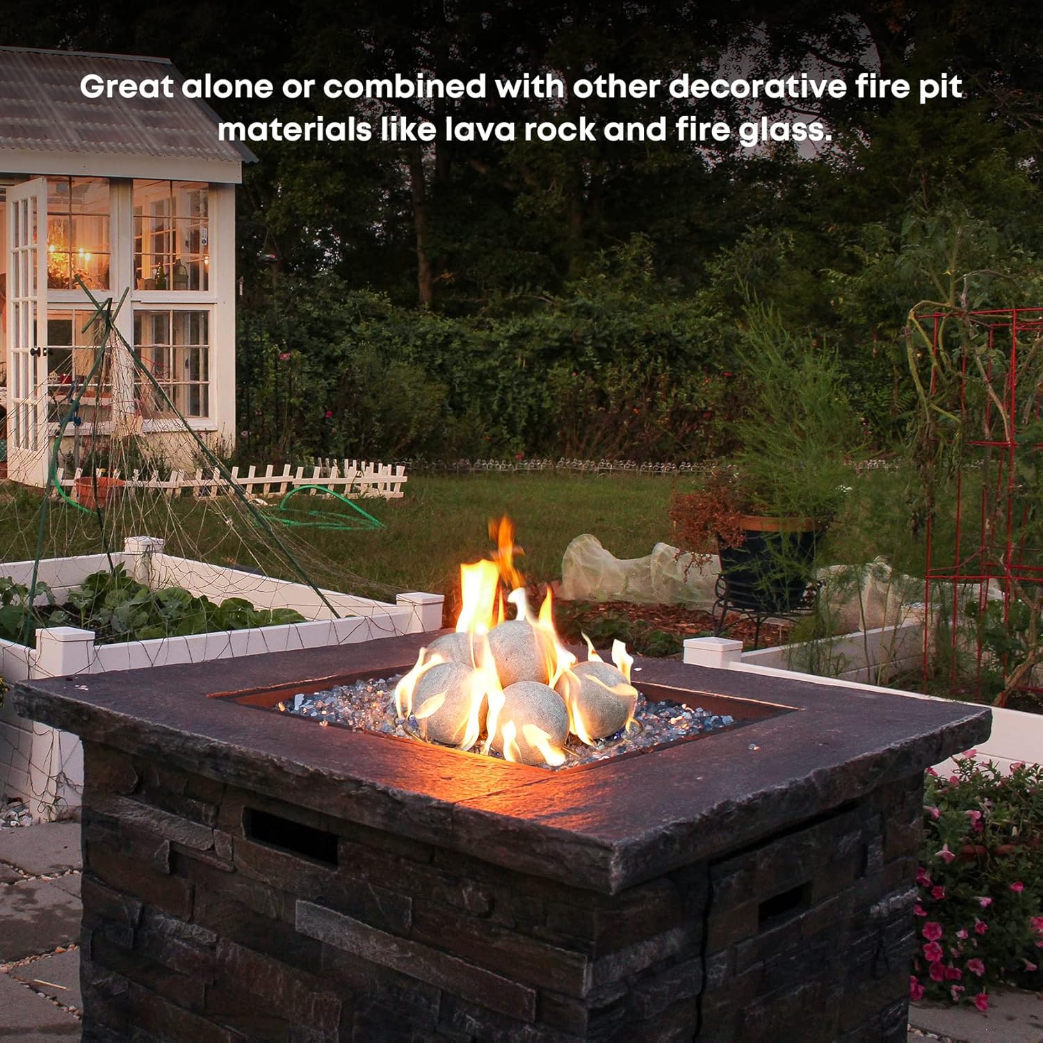 Stanbroil Ceramic Balls - 5” Round Fire Stones for Fire Pit Fire Bowl and Fireplace - Set of 6, Gray