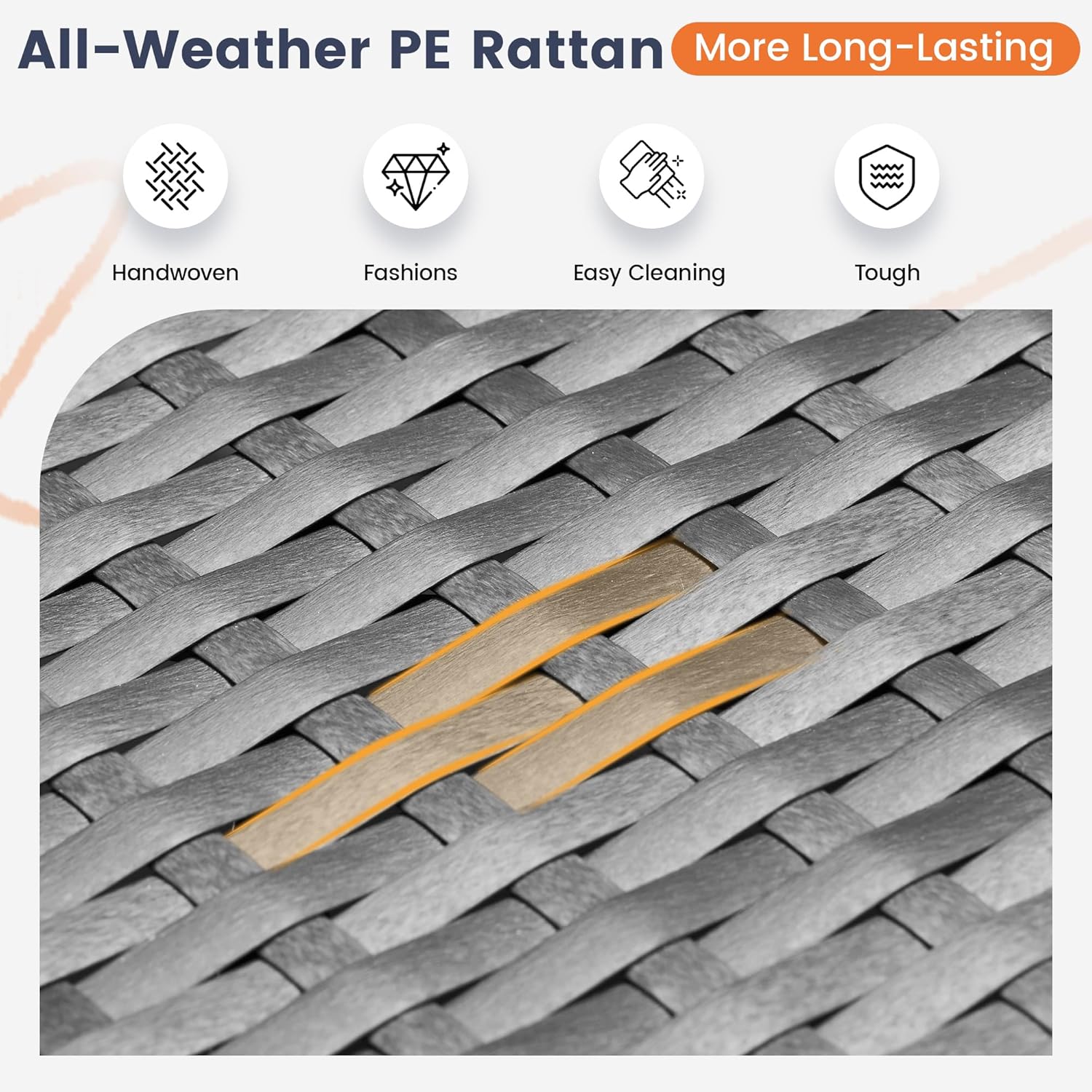 UDPATIO Patio Furniture Set with Fire Pit Table, 8 Inch Armrest Outdoor Sectional Sofa, 9 Piece Wicker Outdoor Furniture Conversation Sets with Waterproof Cover for Backyard Deck(Grey/Black)