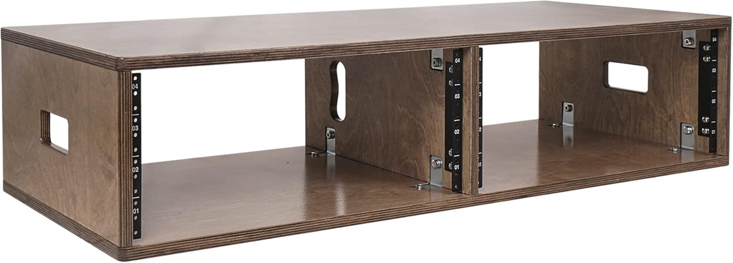 Sound Town DIY 2 x 4U Studio Rack with Baltic Birch Plywood, Weathered Brown for Recording Room, Home Studio (SDRK-D4B)