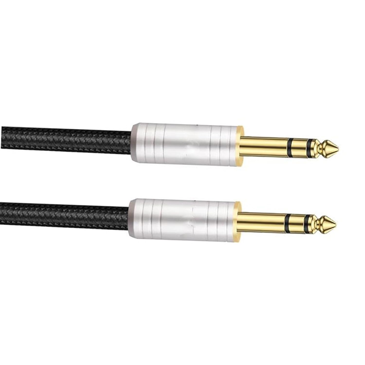 Pro Audio Cable Speaker Amp Instrument Guitar Keyboard 6N Silver Plated 6.35 Male to Male Stereo Aux Cable(0.5m)
