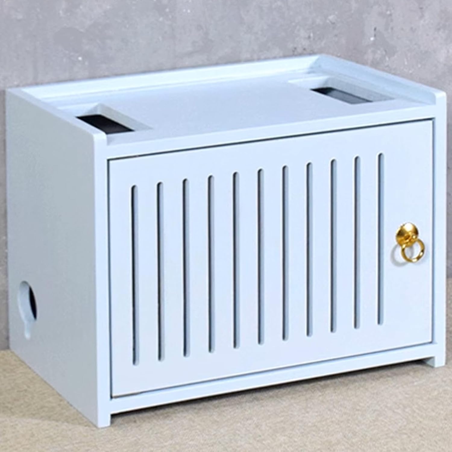 WiFi Wireless Router Storage Box, Invisible Storage Deck Shelf, Modem Rack, for Household Power Cord Arrangement Box for Bedroom Living Room(Gray-Blue)