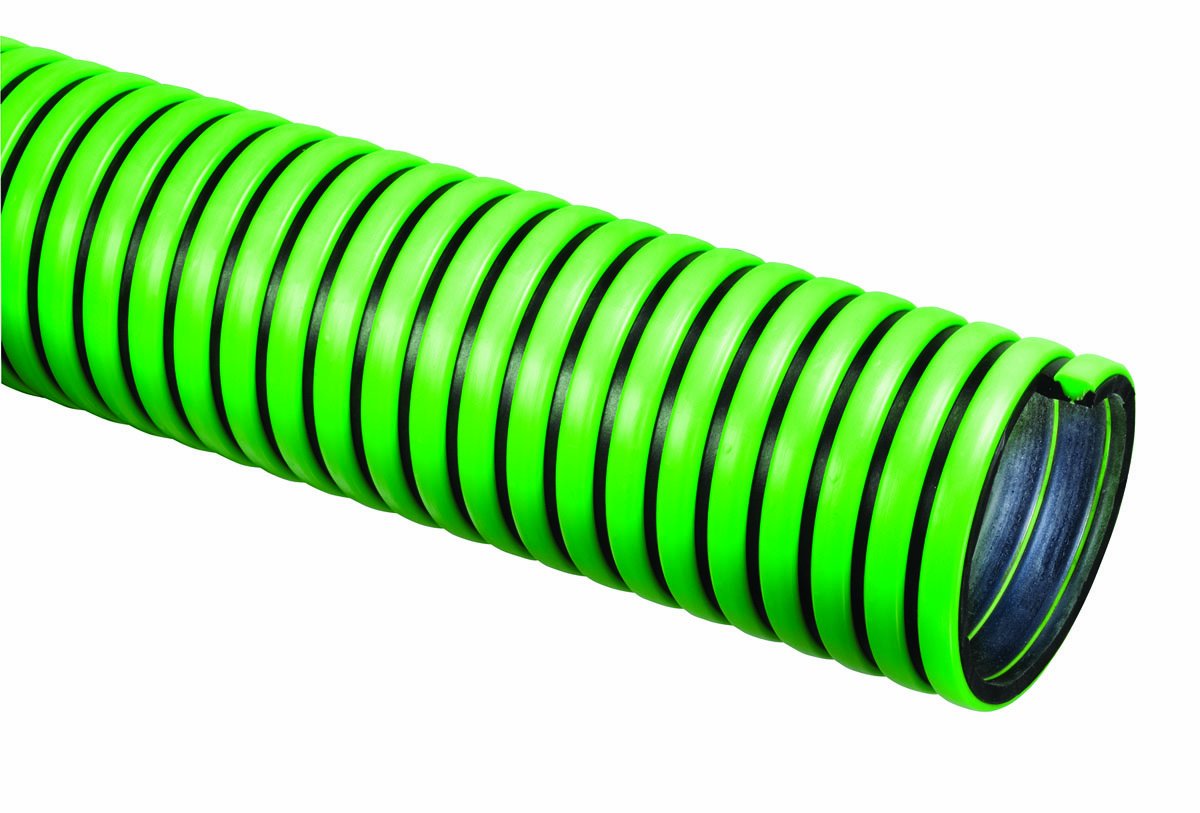 Tigerflex TG Series EPDM Tiger Green Suction Hose with Polyethylene Helix, 65 PSI Max Pressure, 1 inches ID, 100 feet Length
