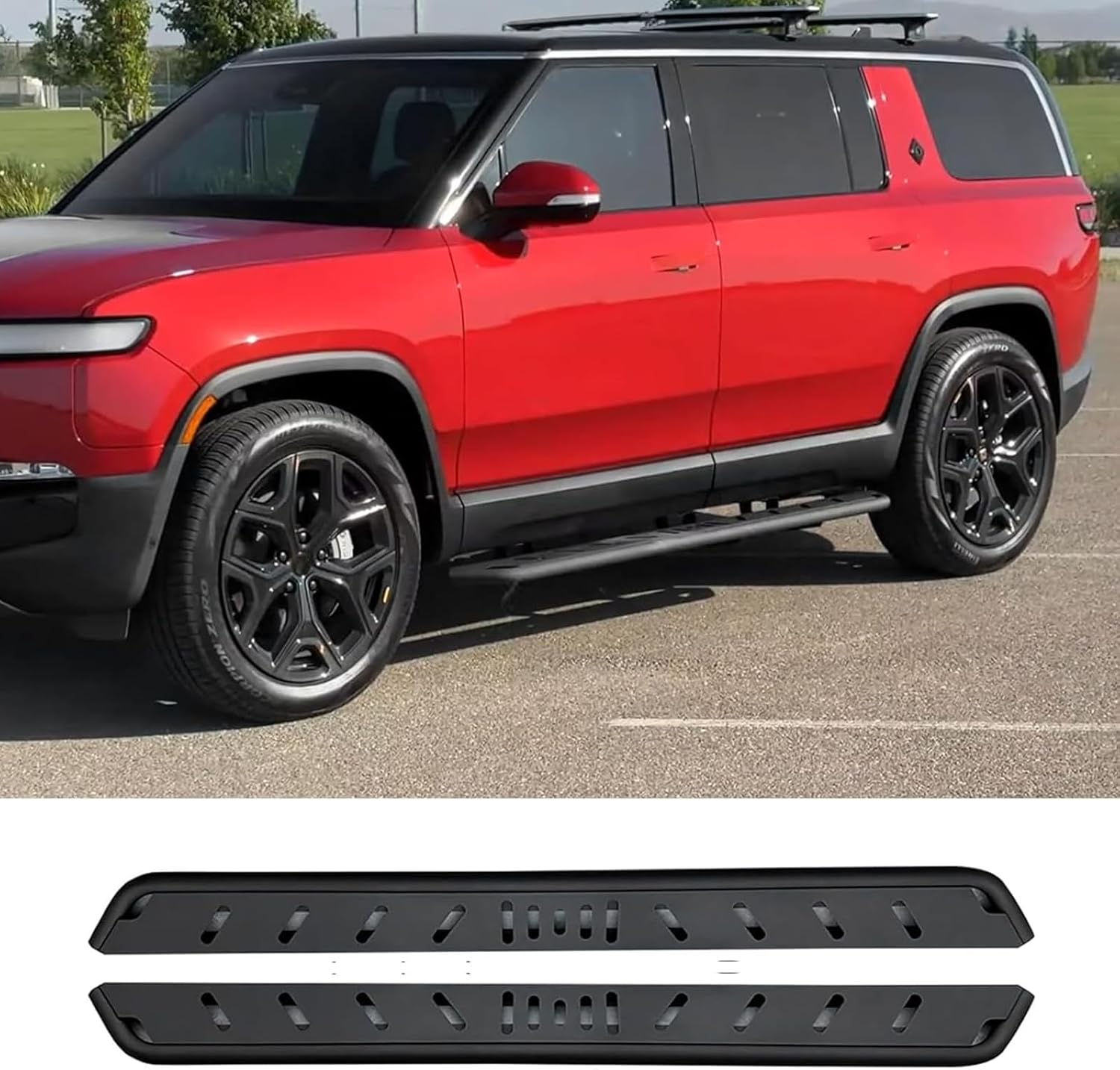 2PCS Running Boards fit for R1S Side Steps Brackets Nerf Bars Compatible with R1S 2022 2023 2024 Nerf Bars Pedal Intended for R1S Exterior Accessories