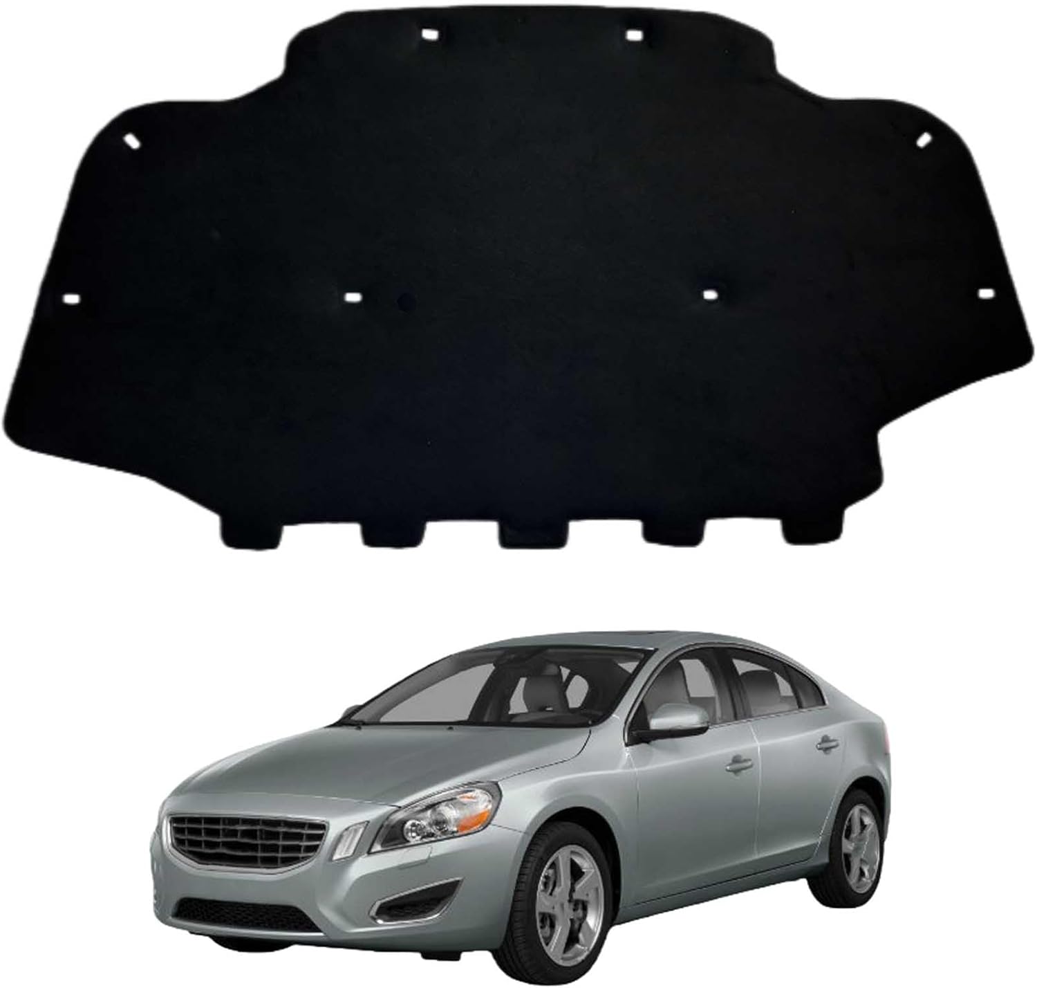 Car Front Hood Engine Sound Pad for Volvo S60 2010-2013 OE:30715827/30715826, Heat Insulation Cotton Mat Cover Soundproof Car Accessories