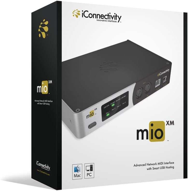 iConnectivity mioXM USB MIDI Interface with 2x MIDI Cable Male to Male Cable 10' Bundle