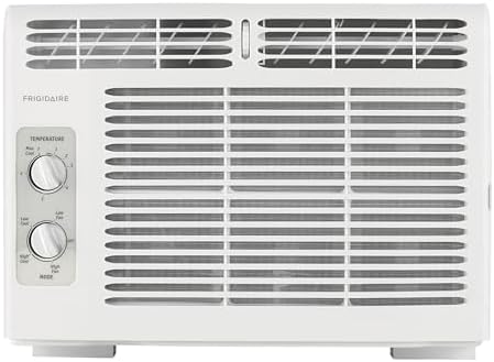 Frigidaire 5,000 BTU Window-Mounted Air Conditioner, Cools Up to 150 Sq. Ft., Quiet Operation, Effortless Temperature Control, 2 Fan Speeds, Auto Restart, White