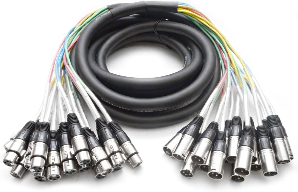 Seismic Audio - 16 Channel XLR Snake Cable - 15 Feet Long - Pro Audio Snake for Live Live, Recording, Studios, and Gigs - Patch, Amp, Mixer, Audio Interface 15'
