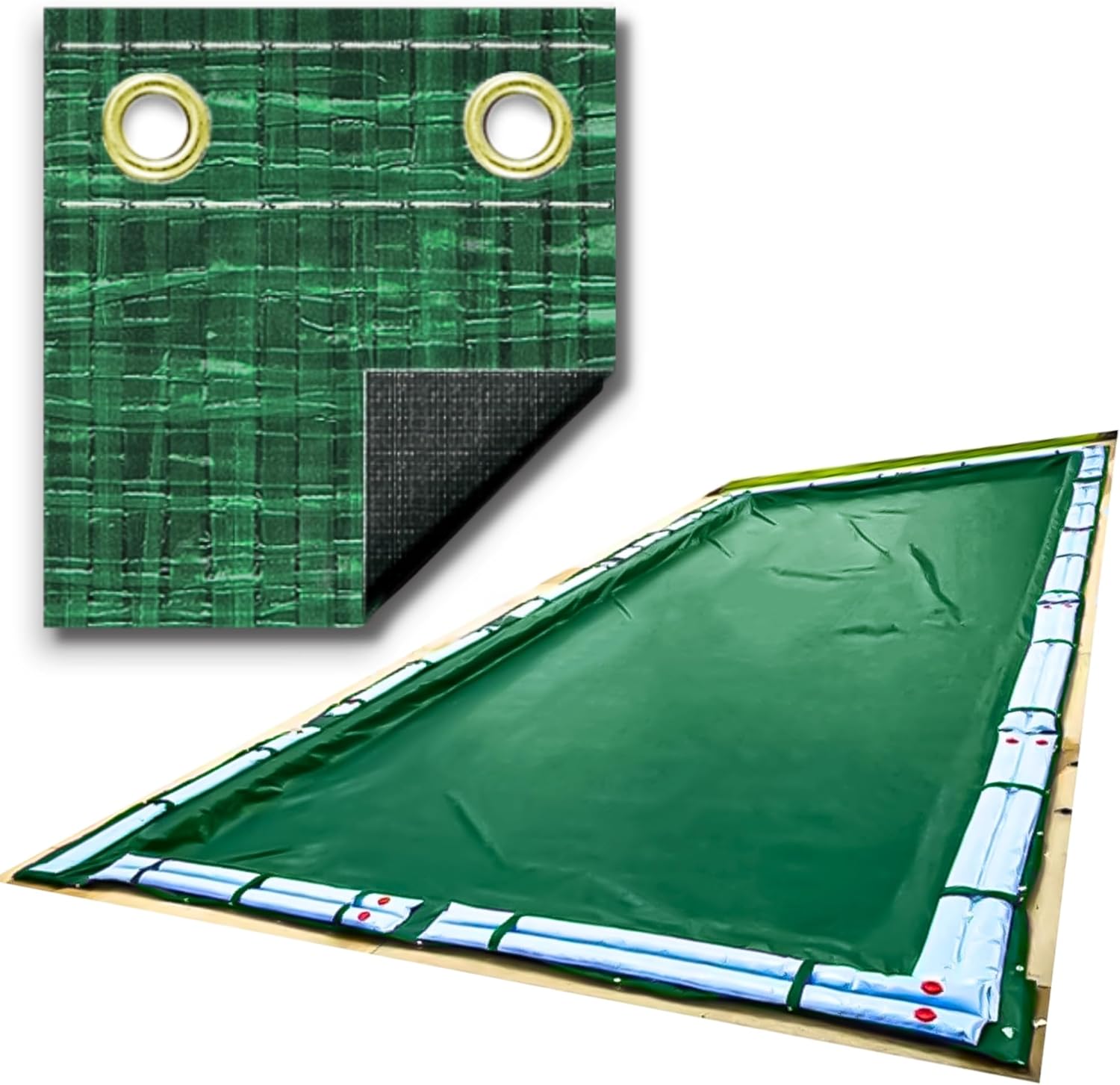 SWIMLINE HYDROTOOLS Ripstopper Professional Winter Pool Cover for Inground Swimming Pools | for 20 X 45 FT Rectangle Pools | 25 X 50 FT Cover Size | Green/Black | Water Tube Sleeves | RIG2045R