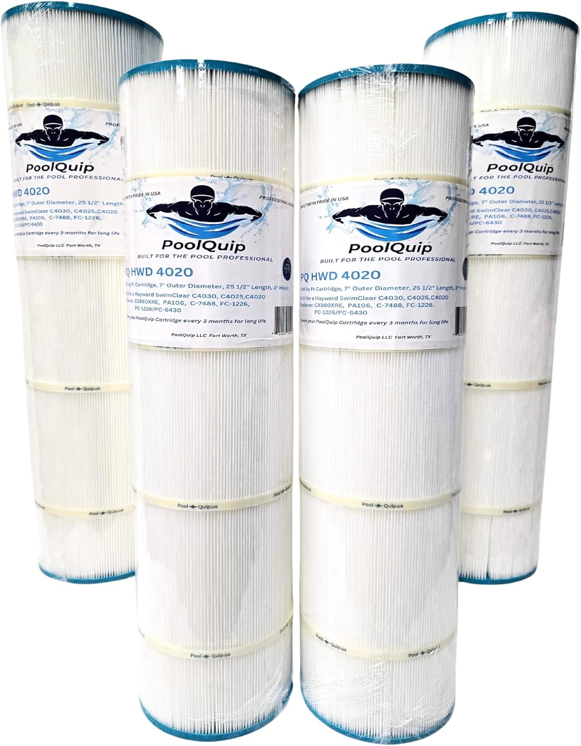 PQ HWD 4030 Replaces Hayward CX880XRE, Pleatco PA106-PAK4, Ultral-A1, Unicel C-7488, Filbur FC-1226, FC-6430, Hayward SwimClear C4020, C4025, C4030, 4 X 106 sq. ft. Filter Cartridge 4 Pack