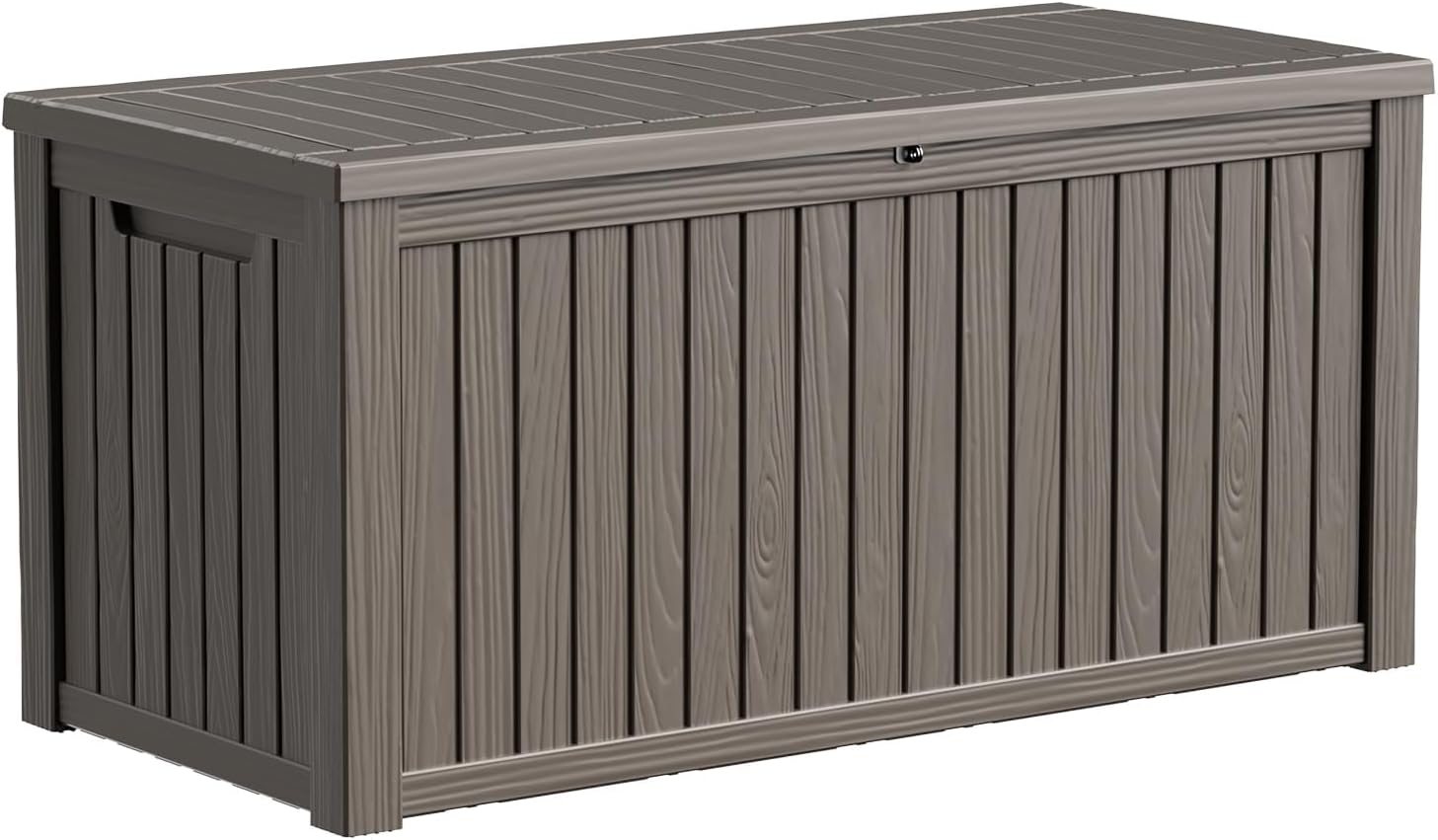 175 Gallon Large Deck Box,Resin Outdoor Storage Box with Lockable for Patio Furniture, Garden Tools Waterproof Outside Storage Box, Grey