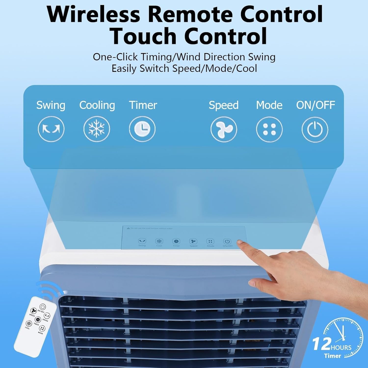 Evaporative Air Cooler, 4100CFM Swamp Cooler Air Conditioner with 4 Ice Packs & Remote Control, 3 Modes & Wind Speeds, 12H Timer, 8.4 Gallon Water Tank, for Outdoor, Indoor, Garage (13.2 Gallon)