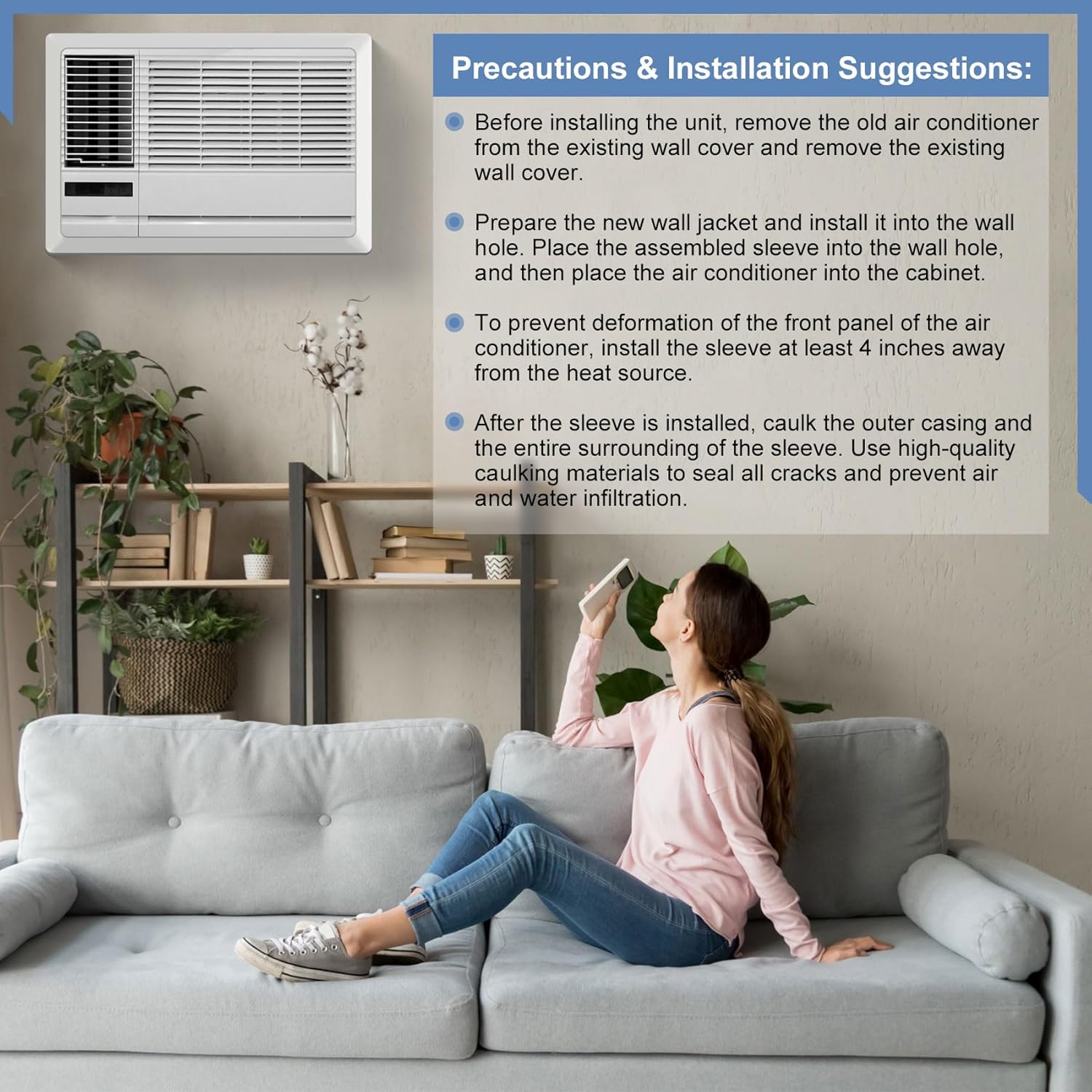 Through The Wall Air Conditioner Sleeve, 26 Inch AC Wall Sleeve, Universal Design PTAC Wall Sleeve, Sturdy Thickened Wall AC Sleeve, Wall Air Conditioner Sleeve for 26 Inch Unit