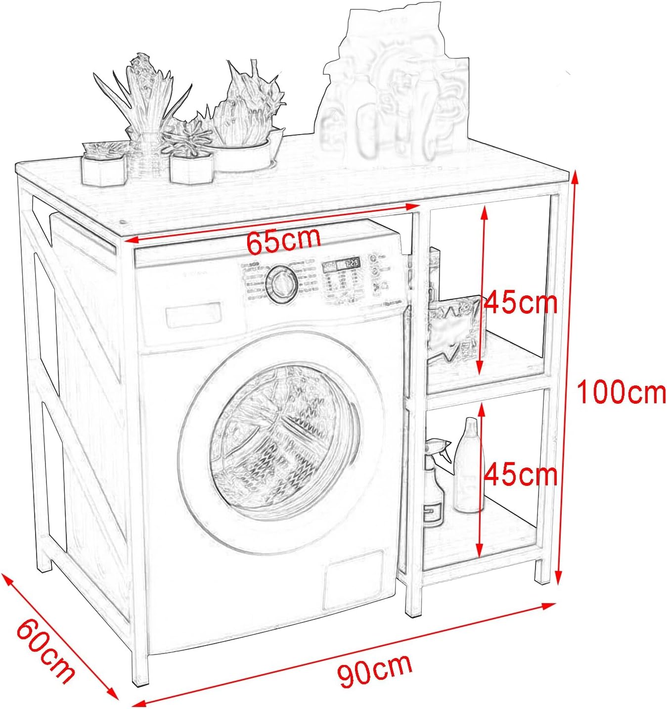 Washing Machine Storage Rack, Large Capacity Multifunctional Laundry Rack Storage Unit for Drum Washing Machine (C)