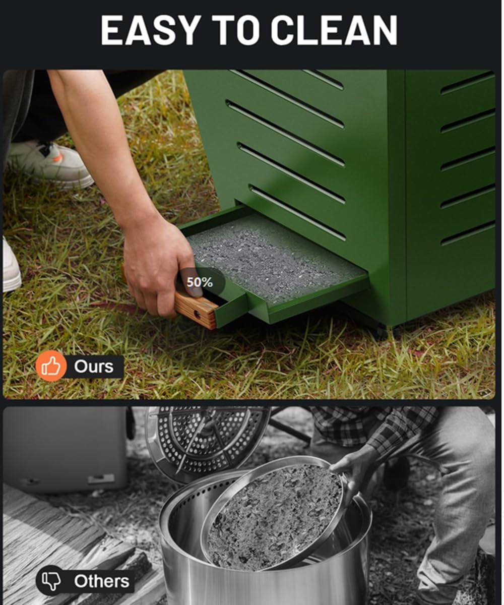 Stainless Steel Smokeless Fire Pit for Outside Outdoor Heaters for Patio with Efficient Wood Burning Design Modern Backyard & Camping Fire Pit for Warmth and Ambiance Green