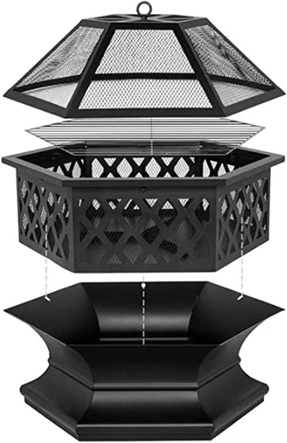 Fire pit with grill Fire Pit with Grill, Large Wood Burning Fire Pit with Cooking Grate, Outdoor Firepit with Fire Poker for Backyard Bonfire Patio Outside Picnic BBQ, Taygate9630