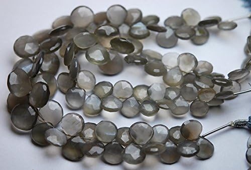 13 inch natural beads strand of 9-10mm faceted heart gray moonstone gemstone briolletes beads for DIY jewelry - necklace, bracelet, earring, ring.