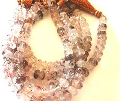 13 inch natural beads strand of 8-10mm faceted rondelle honey dot quartz gemstone beads for DIY jewelry - necklace, bracelet, earring, ring.