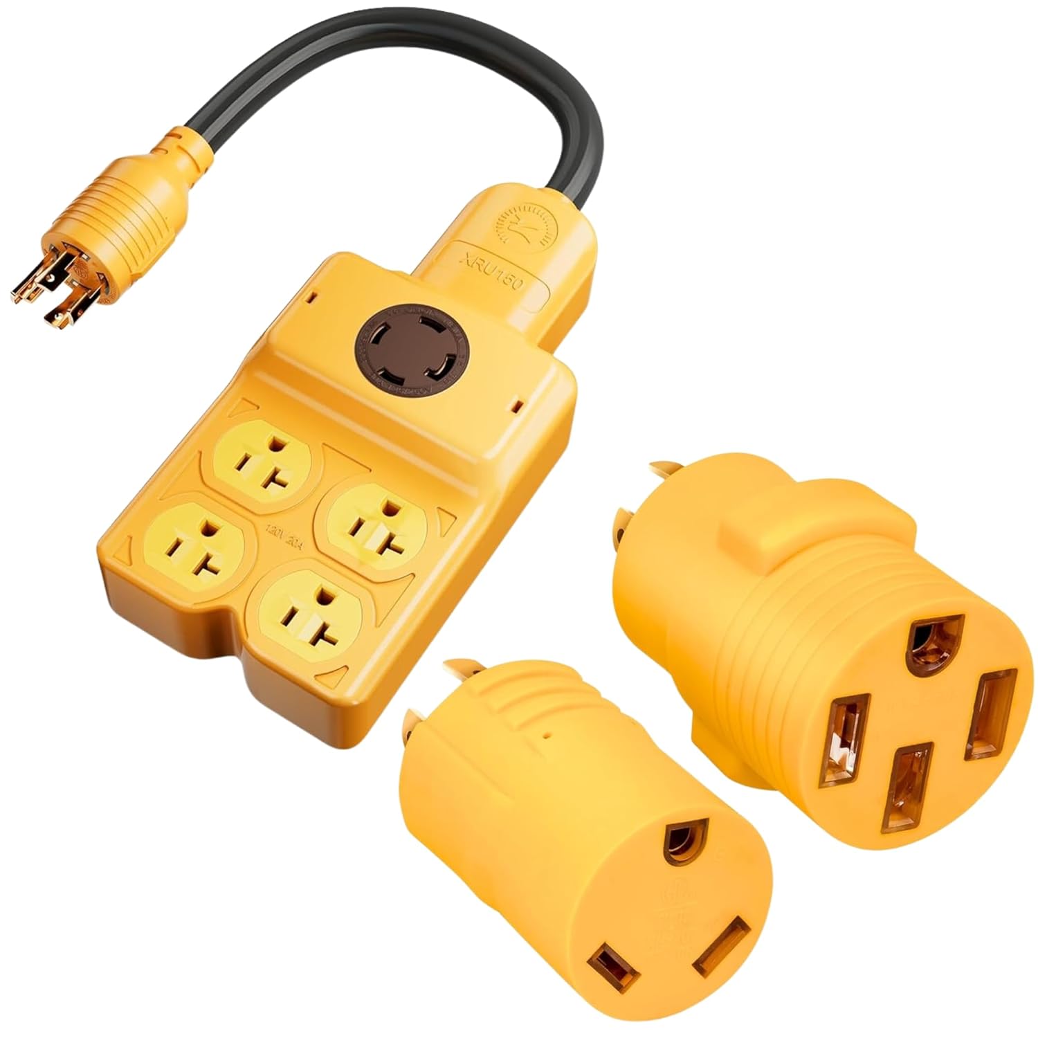 MECMO NEMA L14-30P to 50A 30A RV 14-50R TT-30R & Four 5-20R/ 5-15R & L14-30R Generator Adapter Extension Cord, 4 Prong Twist Locking Generator 30 amp to 15 Amp/20 Amp 30 Amp Generator