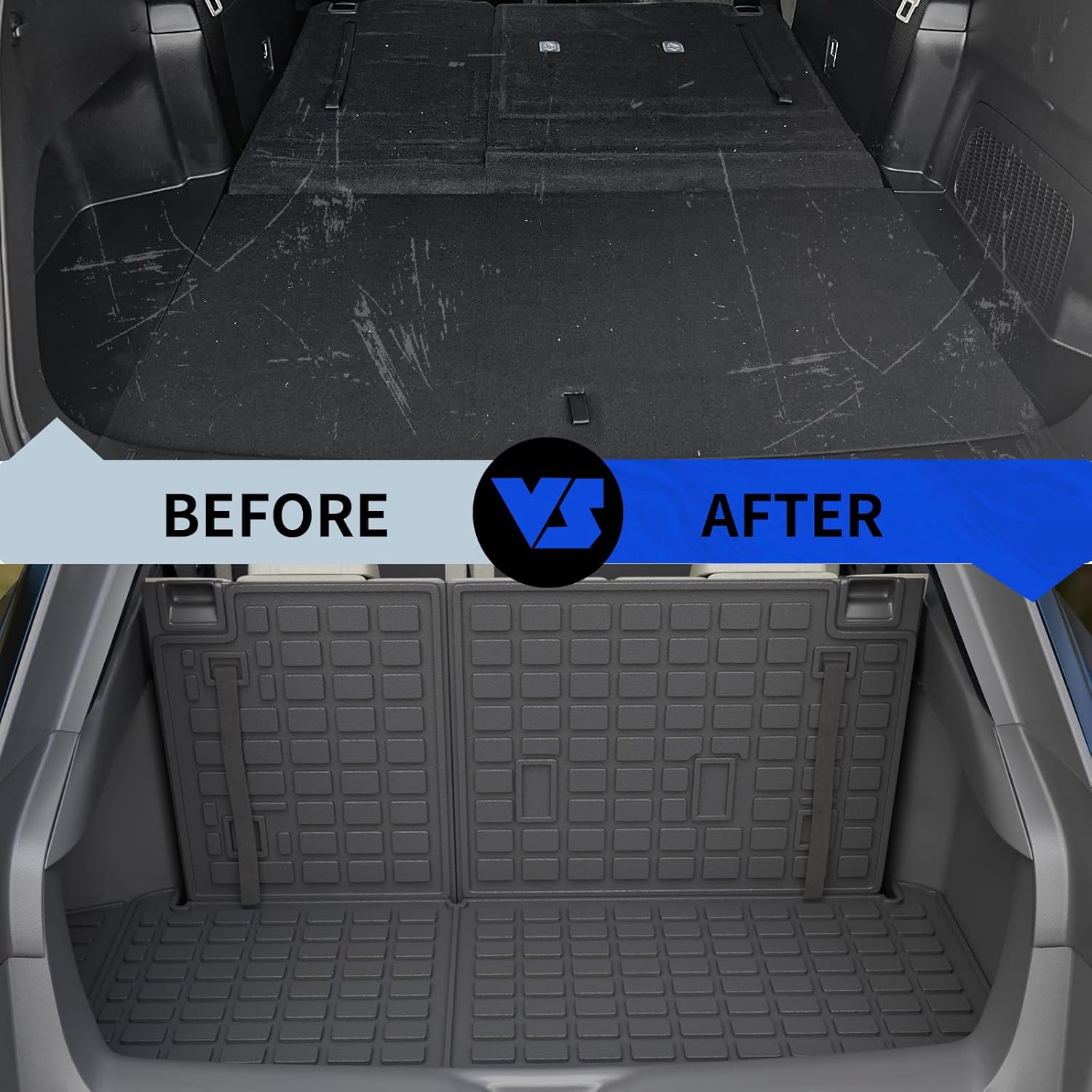 Rongtaod Floor Mats Compatible with 2024 2025 2026 Toyota Grand Highlander Cargo Mat Cargo Liner Trunk Mat Back Seat Protector Grand Highlander Accessories (Trunk Mat with Backrest Mat+Floor Mats)