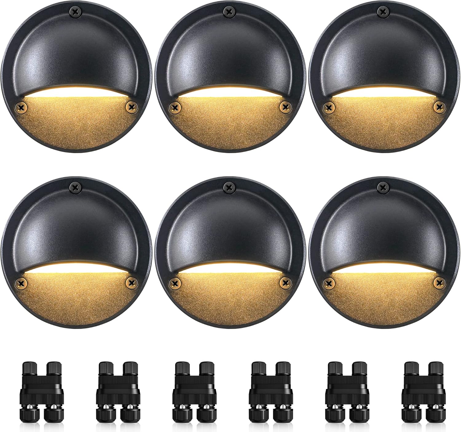 SUNVIE 5W LED Low Voltage Deck Lights, 12-24V Step Lights Outdoor with Fastlock2 Wire Connectors, Low Voltage Landscape Lighting 3000K Warm White Deck Stair Light Waterproof for Fence Post, 6 Pack