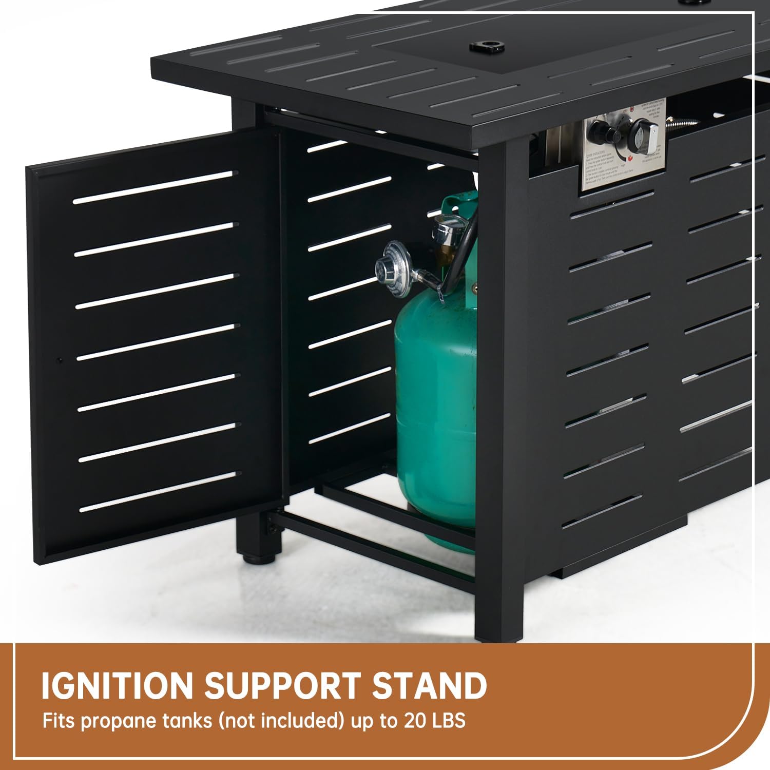 Propane Fire Pit 50,000 BTU Outdoor Gas Fire Table with Waterproof Cover Rectangular Steel Firepit Table with Lid and Lava Rock for Outdoor, Patio, Backyard