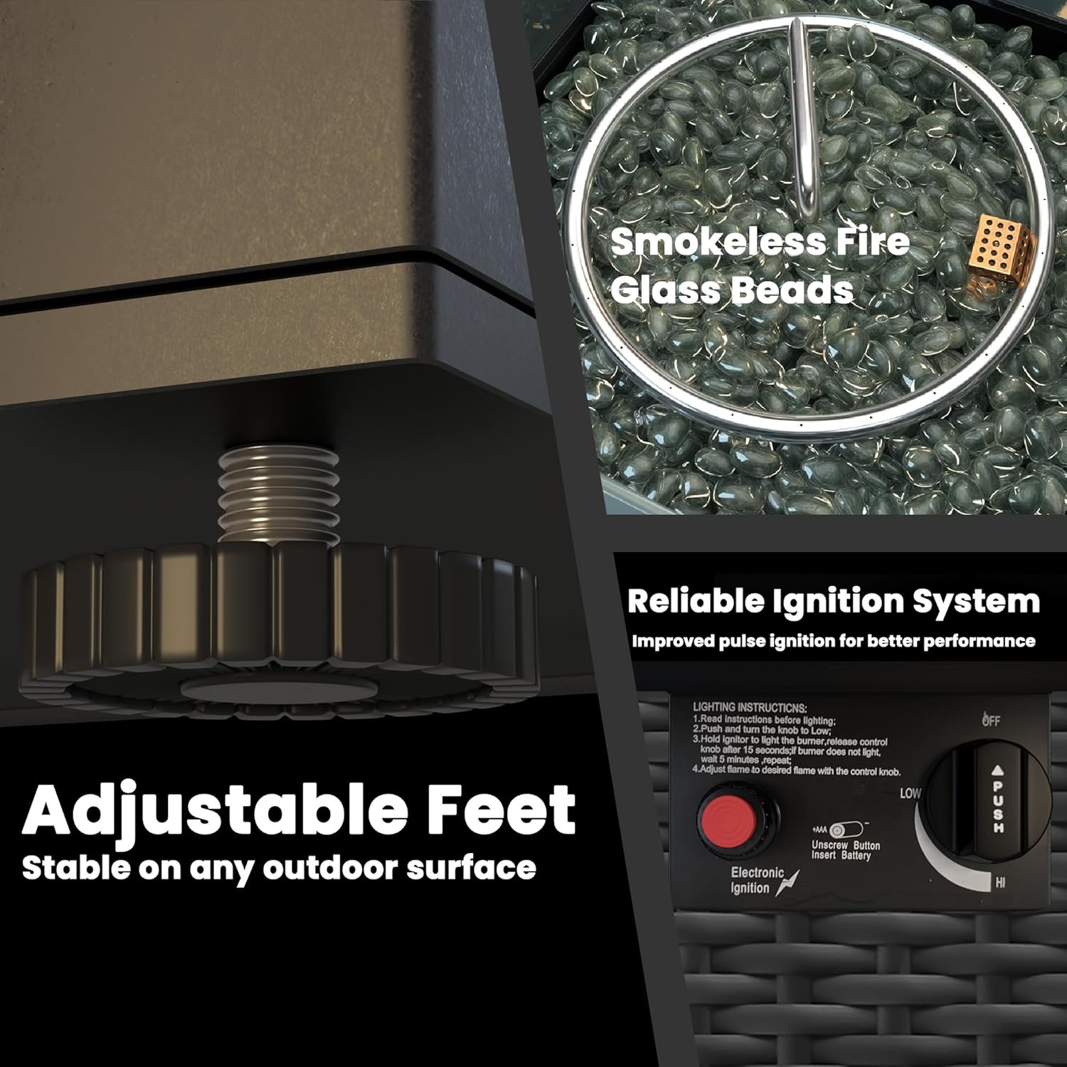 Propane Fire Pit Table, Outdoor Fire Pit Table, 28