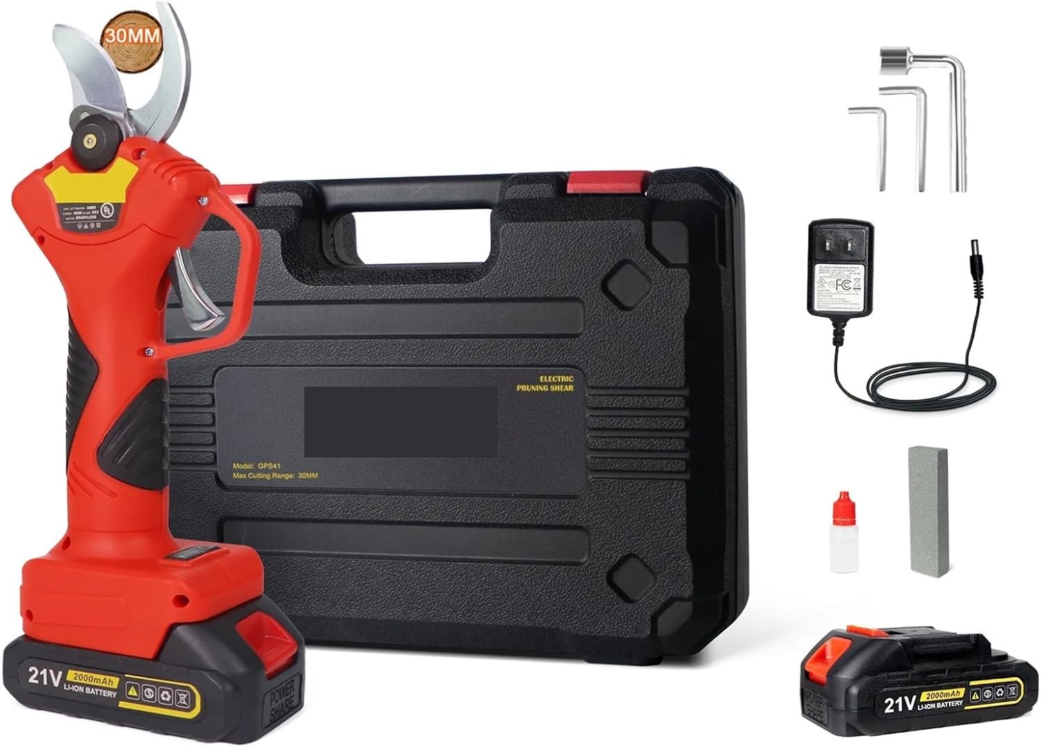 Tree Branch Pruner 40mm Cordless Pruner Shear Efficient Fruit Tree Bonsai Pruning Electric Tree Branches Cutter 21V Battery Sharp, Powerful & Clean Cu